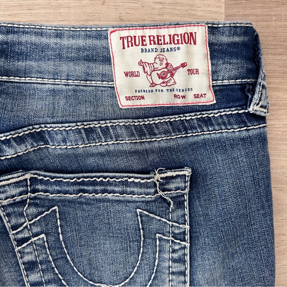 Vintage Y2K True Religion Becca Bootcut Blue Jeans size 32 denim zip front